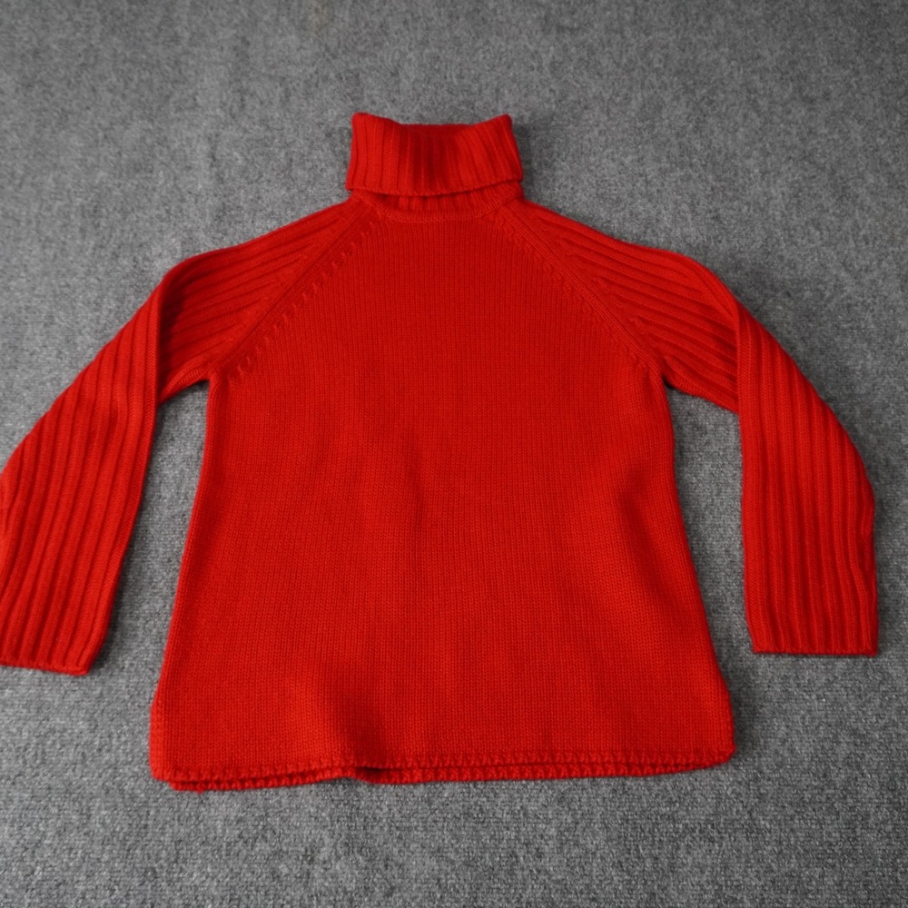 Rosanna Wool Blend Turtleneck Sweater Women's Size S Ribbed Sleeve Red Knit